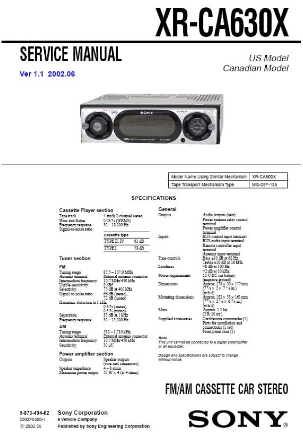 XR-CA630X Ver.1.1 US_Canadian